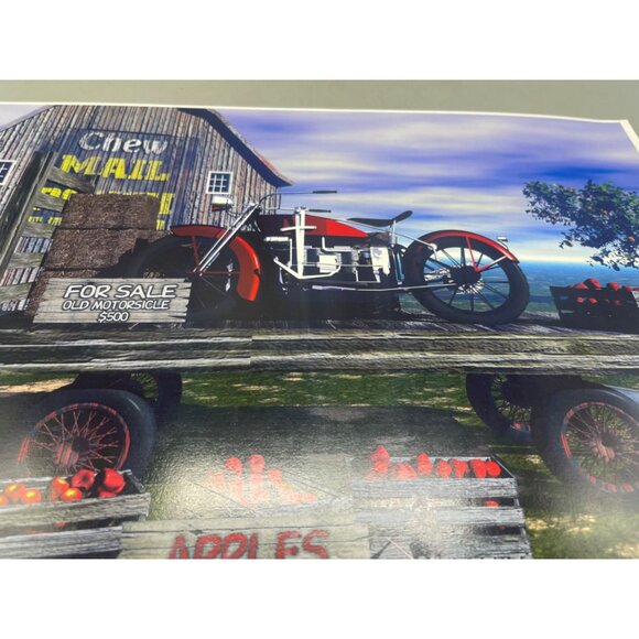 LE GM Harley Davidson motorcycle print artwork signed Wright 6/50 16x12" READ - Picture 5 of 8